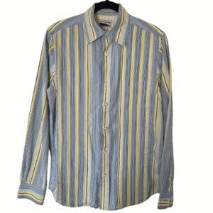 Rare Vintage Denim Friendly Men’s Striped Button Down Dress Shirt Size S